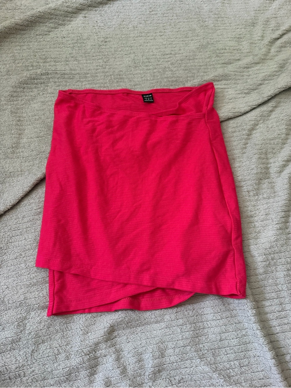 SHEIN Hot Pink High-Low Ribbed Mini Skirt